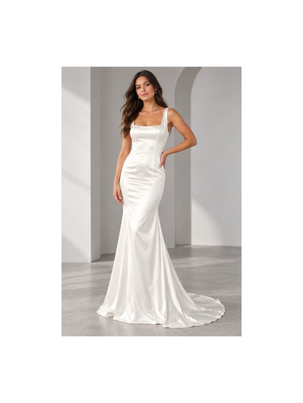 Lulus Sensational Promise White Satin Mermaid Wedding Gown Large NWOT